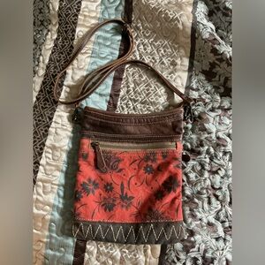 Myra Crossbody Rusty Orange and Brown Leather Crossbody Bag